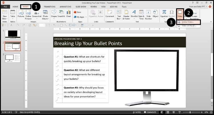 There is no monitors box in powerpoint for mac pro